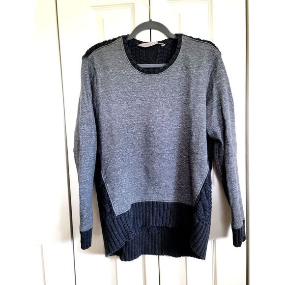Athleta Small Gray Two Tone Knit Wool Blend Sweater Heavy Hi-Lo Size Small - Picture 1 of 6